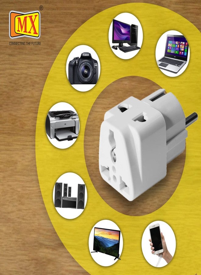 MX Europe Travel Adapter India to Europe Schuko Plug- multiplug Adapter 2 pin 3 Pin Plug Universal Socket Type E/F European Plug Adapter Worldwide Universal Adapter Use HomeOffice (White_2 pcs) - Image 4
